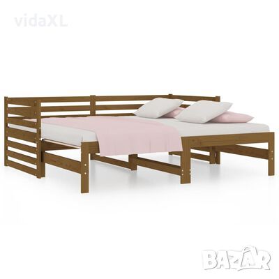 vidaXL Разтегателна кушетка, меденокафява, 2x(80x200) см, бор масив, снимка 1 - Спални и легла - 45925477