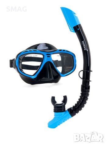 Комплект морска маска и шнорхел черен син 12+ години, снимка 1 - Водни спортове - 46279727