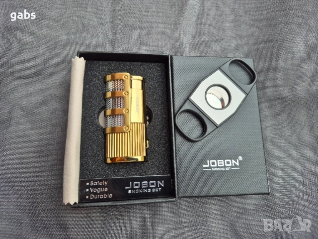 Луксозна запалка за пури JOBON с подарък резачка,три цвята, снимка 4 - Запалки - 52203762