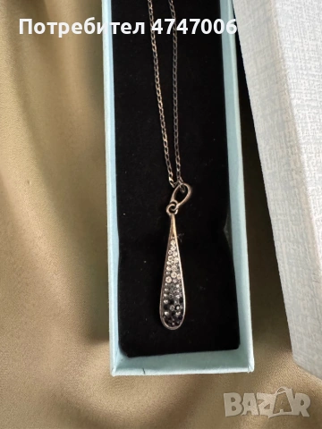 Колиета с висулки скорпион и диамантена дъждовна капка, снимка 3 - Колиета, медальони, синджири - 53878366