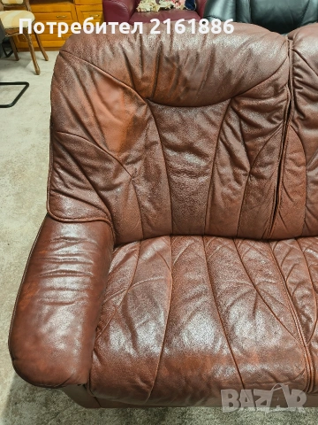 3997 Диван тройка от естествена кожа , снимка 4 - Дивани и мека мебел - 53596909