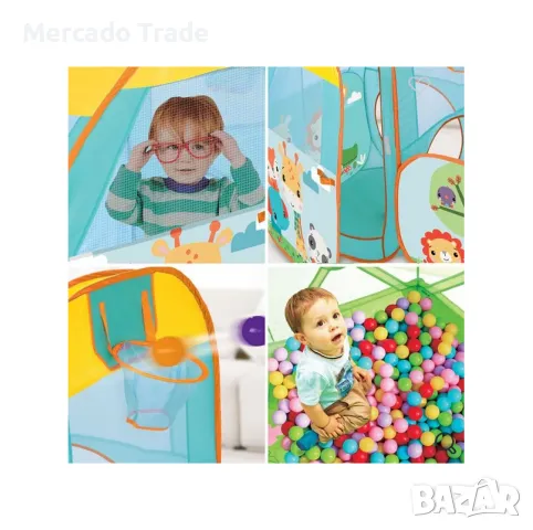 Комплект палатка за игра с топки Mercado Trade, За деца, Цветен, снимка 3 - Играчки за стая - 50437502