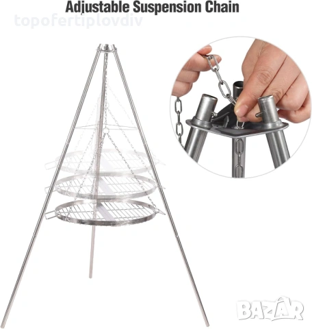 Грил/Скара REDCAMP Swivel Grill, снимка 5 - Скари - 54065676