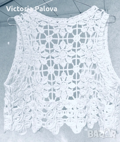 Елегантен Бял Crochet Елек от Drôle de Copine Paris, снимка 13 - Корсети, бюстиета, топове - 53740004