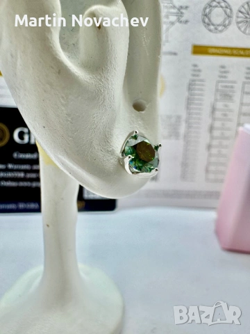 Сребърни обеци с мойсанит (Диамант) 1 карат, снимка 7 - Обеци - 53991609