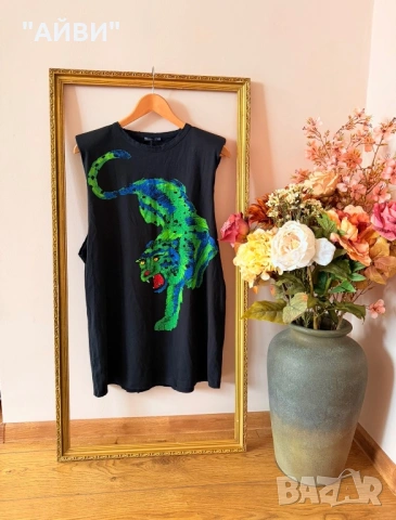 ZARA Нова дълга тениска тигър овърсайз, снимка 8 - Тениски - 54084671