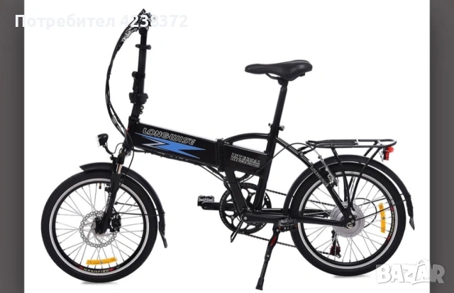 Сгъваем електрически велосипед Longwise Q9 черен, снимка 2 - Велосипеди - 53468800