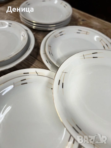 български папур от СИП Ръчна и стилна декорация и златен кант 7 десертни чинии-18.5 см 6, снимка 4 - Чинии - 54141913