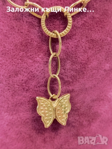 Златен Синджир с пеперудки 4.83гр / 14К, снимка 2 - Колиета, медальони, синджири - 52749380