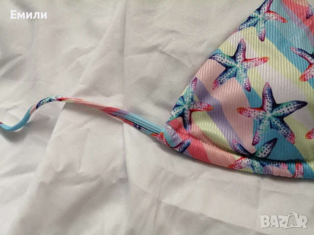 Нов комплект цветен дамски бански от две части с принт морски звезди р-р XS, S, M, L, снимка 6 - Бански костюми - 50899807
