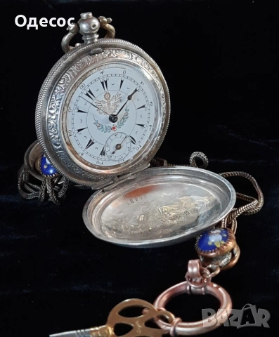 Старинен  Османски сребърен джобен часовник J.Dent. London, снимка 6 - Антикварни и старинни предмети - 54100452