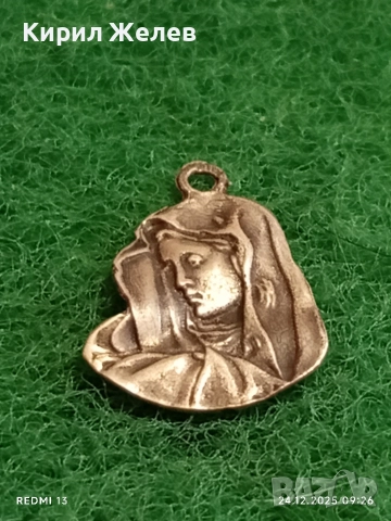 Сребърен медальон Дева Мария на скърбите майсторска ръчна изработка 30015, снимка 2 - Колиета, медальони, синджири - 52889652