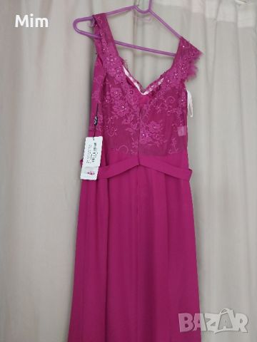 JJSHOUSE 44 Нова официална рокля бордо с шлеиф , снимка 12 - Рокли - 46065480