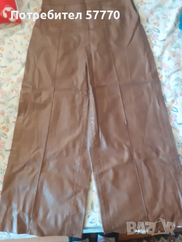 Дамски широк кожен панталон 
