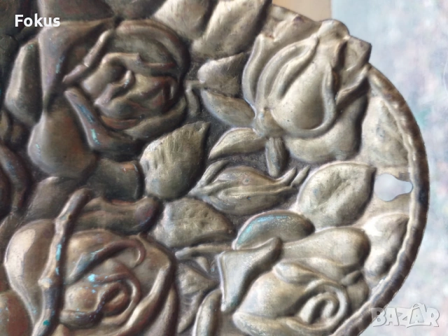 СТАР АНГЛИЙСКИ МЕСИНГОВ СВЕЩНИК ЗА СТЕНА С МАРКИРОВКИ, снимка 4 - Антикварни и старинни предмети - 53511828