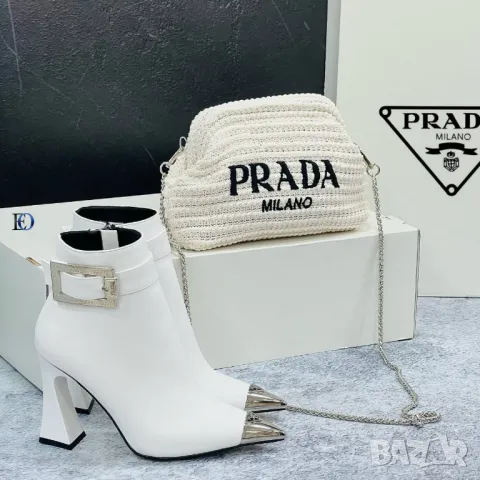 дамски комплект боти на ток и чанта prada , снимка 18 - Чанти - 47240092