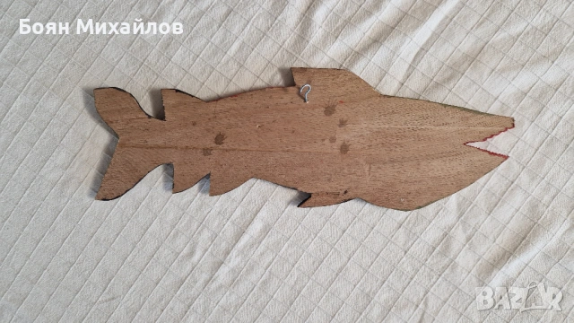 Ръчно изработена дървена риба, снимка 2 - Декорация за дома - 53636437