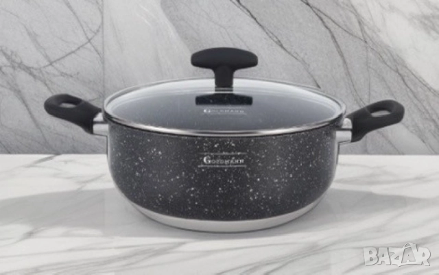 Тенджера Goldmann, Алуминий, Мрам. покр., Черен, снимка 4 - Други - 51947567