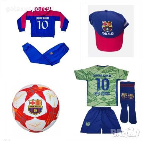 Черен Сет Ямал Барселона Комплект с къс ръкав, топка, шапка 2025г Нов, снимка 9 - Футбол - 51528075