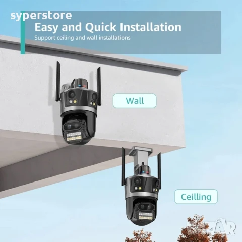Камера за Видеонаблюдение безжична Digital One SP01087, 4 обектива, 16MP, wi-fi camera, IP камера, в, снимка 6 - IP камери - 50468752