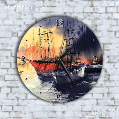 Стенен Часовник - Арт Красиви Лодки Вода, снимка 1 - Стенни часовници - 45654069