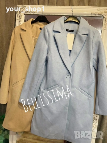 3 цвята дамско палто с хастар бежово розово светло синьо , снимка 5 - Палта, манта - 53148805