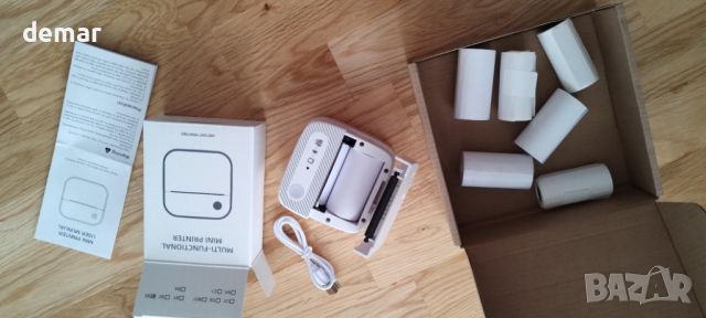 Мини термичен принтер JESWO, безмастилен Bluetooth за телефон и таблет, 4 хартиени ролки+3 с етикети, снимка 8 - Други - 45607685