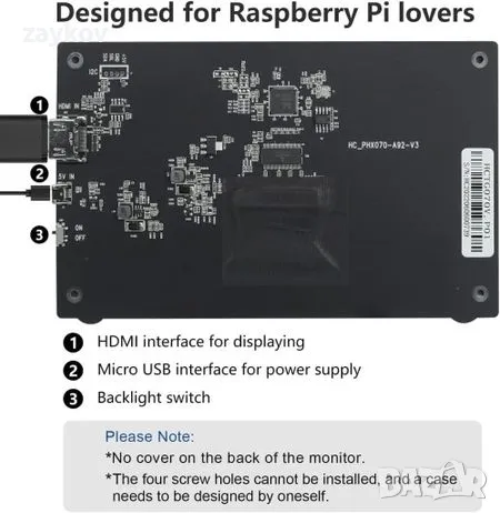 7-инчов дисплей raspberry pi 800x480 hmtech, снимка 5 - Друга електроника - 47247603