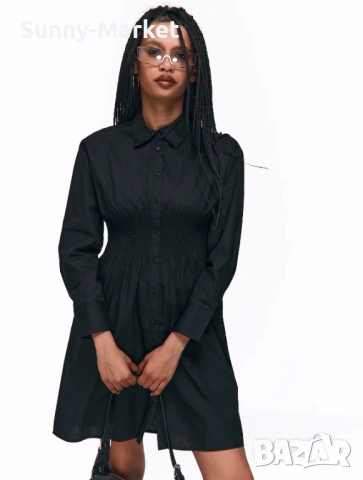 Дамска памучна рокля с ластик на талията, снимка 7 - Рокли - 53506139