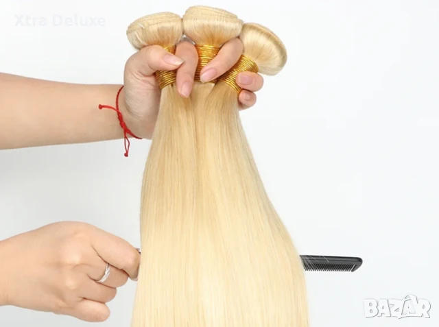 Екстеншън, 100% естествена коса за удължаване - слънчево русо - различни дължини, снимка 5 - Аксесоари за коса - 39103611