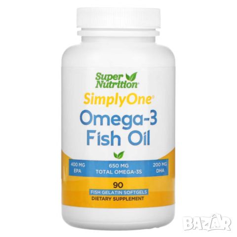 Super Nutrition Омега-3, Рибено масло, 1000 мг, 90 дражета, снимка 1 - Хранителни добавки - 45677922