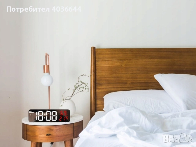 Електронен LED часовник-огледало с будилник и термометър, снимка 7 - Друга електроника - 51851689