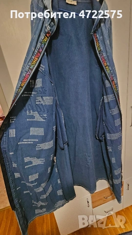 Дълго дънково палто, Турция, снимка 5 - Якета - 53273911