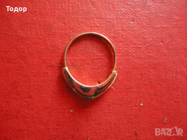 Позлатен пръстен с камък 1, снимка 3 - Пръстени - 53052476