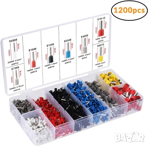 Комплект Preciva за кабелни накрайници (кримповка) с 1200 накрайника, снимка 7 - Други инструменти - 52432889