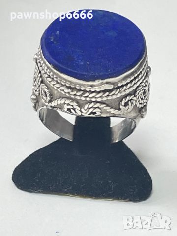 Стар сребърен пръстен ръчна изработка с Лапис лазули, снимка 7 - Антикварни и старинни предмети - 45462921