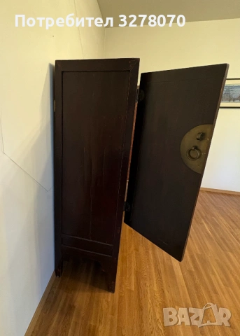 Чифт антични черни лакирани китайски шкафове, снимка 4 - Антикварни и старинни предмети - 54226874
