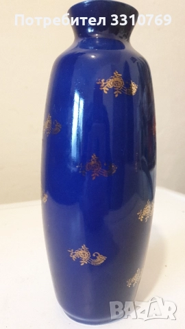 Красиви порцеланови вази с кобалт и злато. , снимка 11 - Вази - 52494307