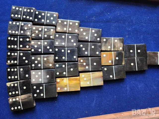 Домино - от Франция, 19 век, пълен к-т 28 плочки, слонова кост и домино от Мадагаскар - розово дърво, снимка 8 - Антикварни и старинни предмети - 22771474