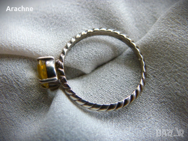 Сребърен пръстен със жълт сапфир от The Genuine Gemstone Company, снимка 5 - Пръстени - 40491174