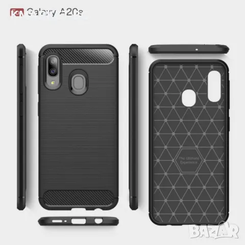 Samsung Galaxy A20e Удароустойчив Carbon Fiber Калъф и Протектор, снимка 8 - Калъфи, кейсове - 48566287