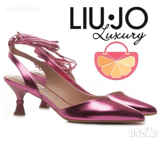 LIU JO № 36 🍊 Дамски кожени сандали с ток "FUCHSIA METALLIC" нови с кутия, снимка 1 - Сандали - 46416798