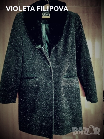 дамско палто ,черно на пръски