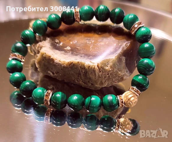 Гривна на ЩАСТИЕТО, ПРОСПЕРИТЕТА И ТРАНСФОРМАЦИЯТА от МАЛАХИТ , снимка 2 - Гривни - 51851884