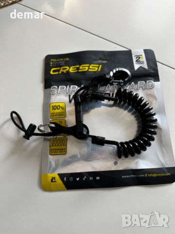 Cressi Спирален кабел с пръстен за гмуркане, черен, един размер, унисекс за възрастни, снимка 3 - Водни спортове - 45750873