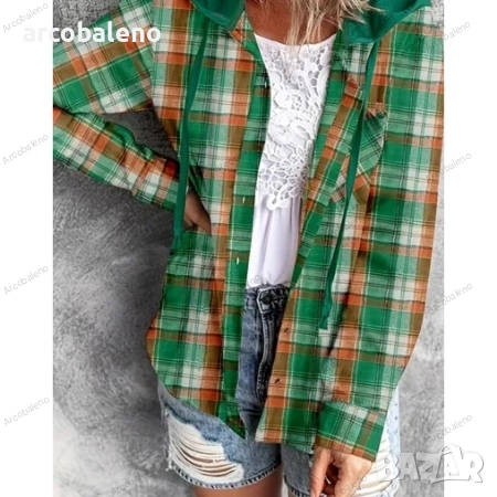 Дамска ежедневна риза-яке с качулка и копчета, 6цвята , снимка 6 - Якета - 51471201