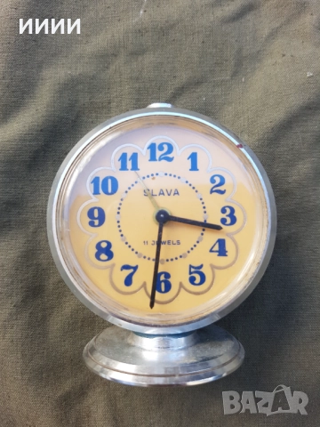 Часовник будилник Слава 2, снимка 2 - Антикварни и старинни предмети - 52278323