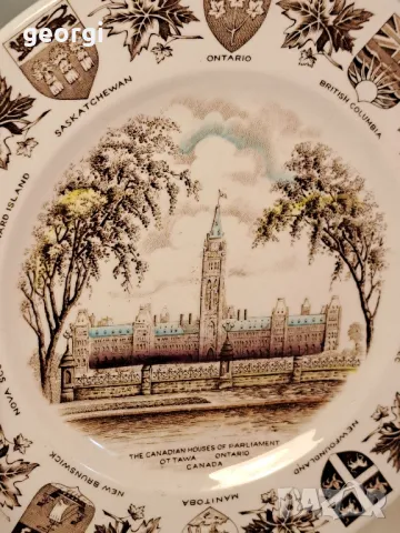 канадска декоративна порцеланова чиния Канадския парламент 25/2, снимка 4 - Декорация за дома - 50050723