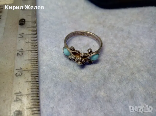 СТАР ТЮРКОАЗЕН МЕЛХИОРЕН ПРЪСТЕН МАЙСТОРСКА РЪЧНА ФИЛИГРАННА ИЗРАБОТКА РУСИЯ 44271, снимка 7 - Антикварни и старинни предмети - 49757345