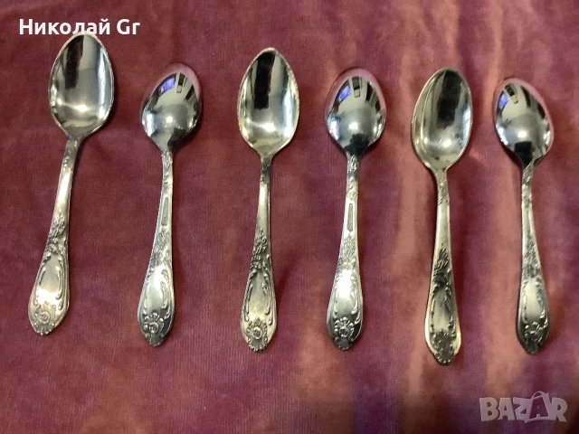 Сервиз за маса  посребрен  времената за СССР  експортна версия  знак за качество  24 броя , снимка 9 - Сервизи - 52790526